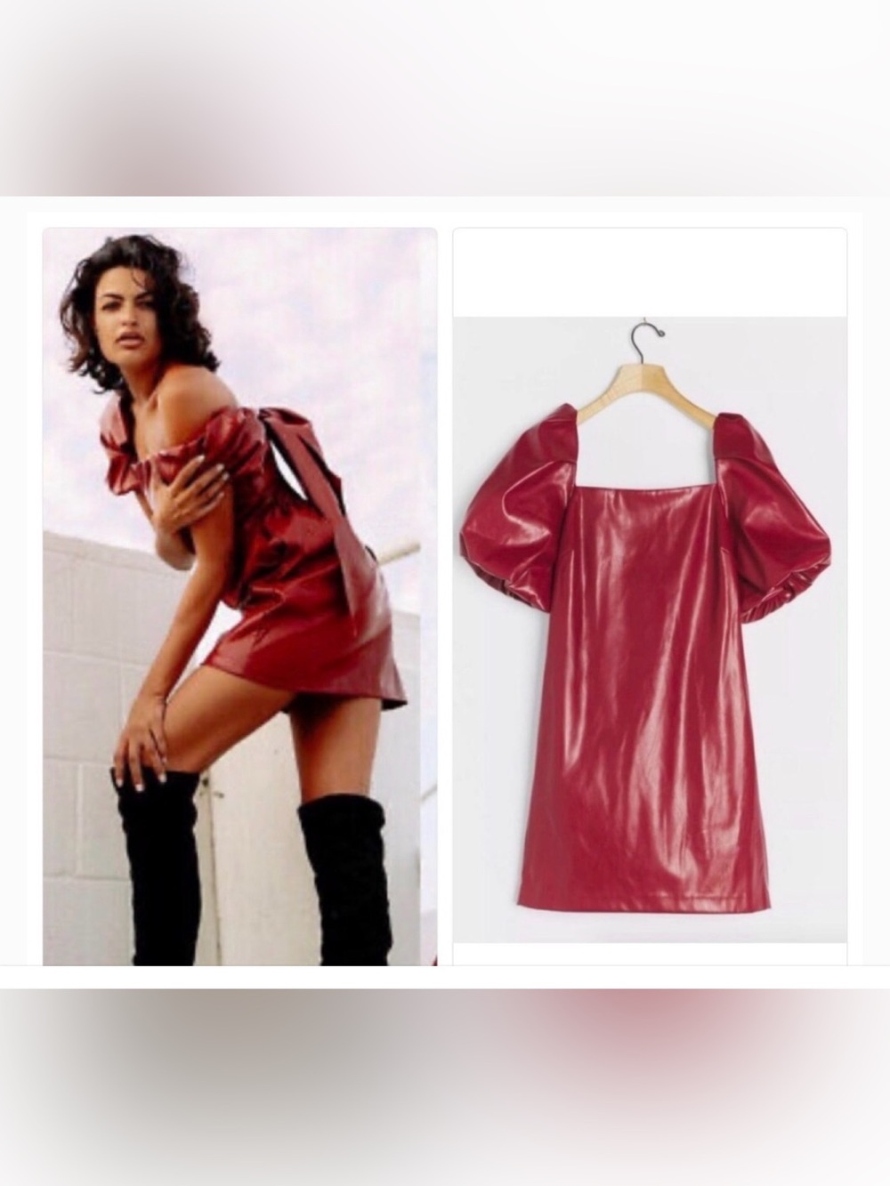 Anthropologie Mare Mare Greer faux leather mini dress back bow and puff sleeves